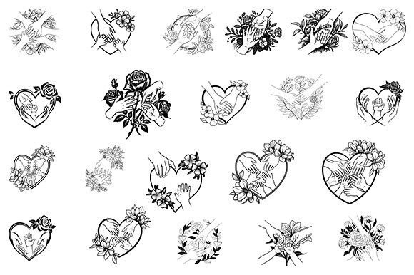 Floral Mom and Babies Hands SVG Bundle for Crafts & Graphics