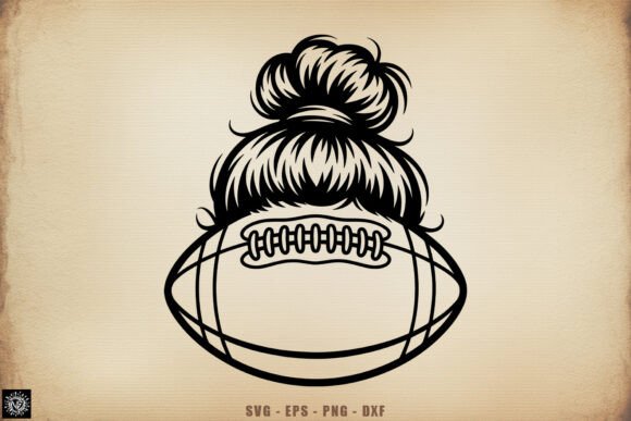Football Mom Bun SVG for Crafts & Graphics
