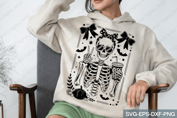 Halloween SVG Skeleton Coffee Mom Girly: Graphics for Crafts