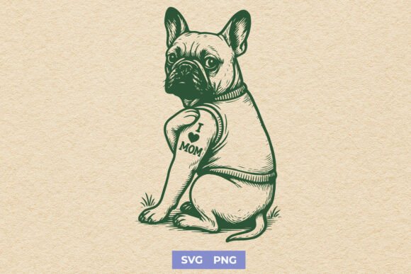 I Love Mom Frenchie: Cute SVG & PNG for Crafts and Graphics