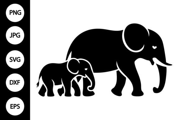 Mom and Baby Elephant SVG: Graphics for Crafts & Branding