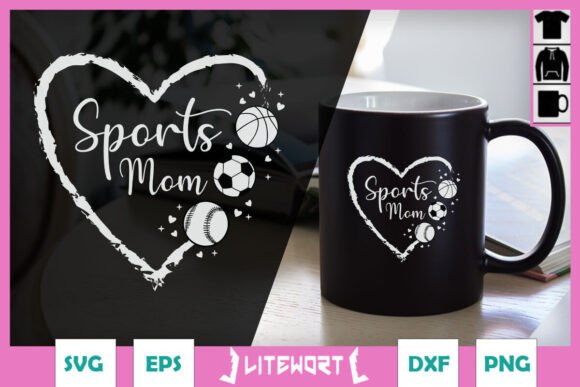 Sports Mom Hockey Mama Baseball SVG for Crafts & Graphics